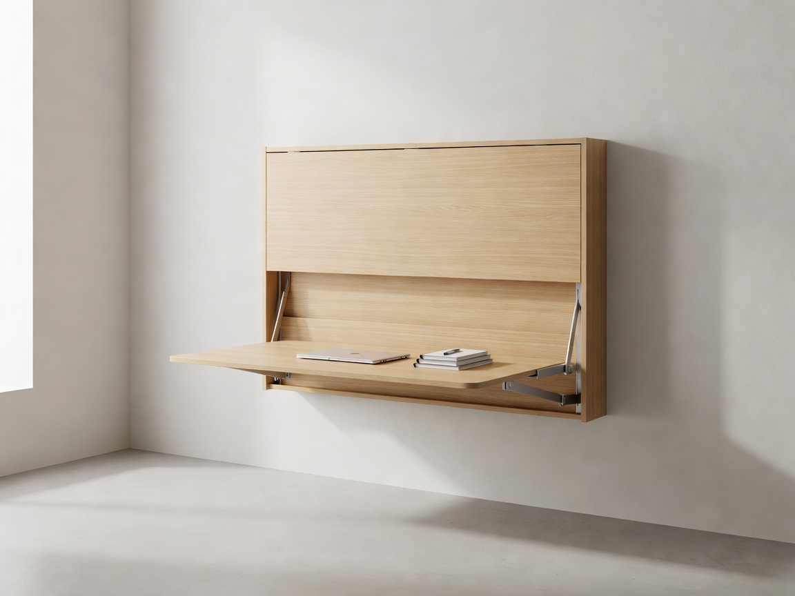 Convertible Fold Out Wall Bed and Folding Desk Setup